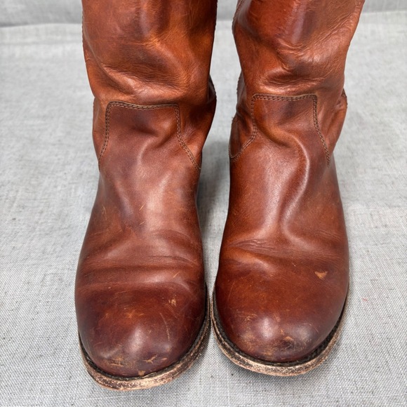 Frye Melissa Button Riding Boots Brown Leather Tall Boots Pull On Women's 5.5 - Picture 4 of 9